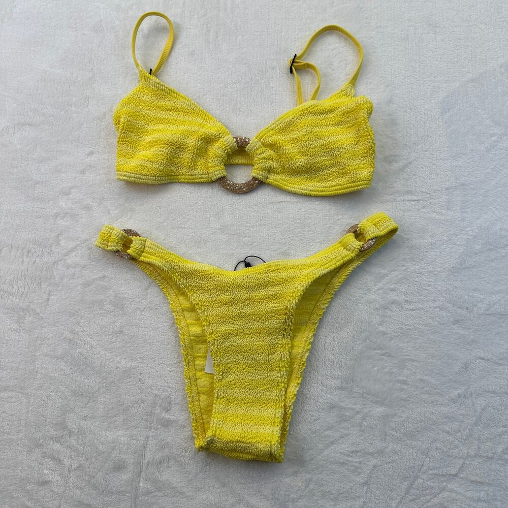 Bond Eye Australia Ring Lisso Bikini Top & Scene Brief Limoncello Yellow OS NWT - Picture 6 of 16